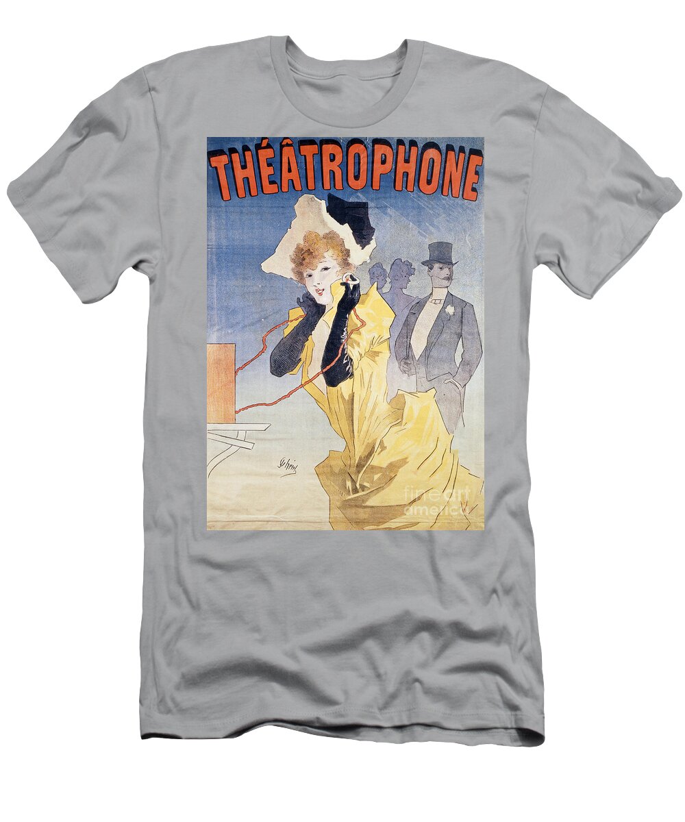 Vintage T-Shirt featuring the painting Poster Advertising the Theatrophone by Jules Cheret