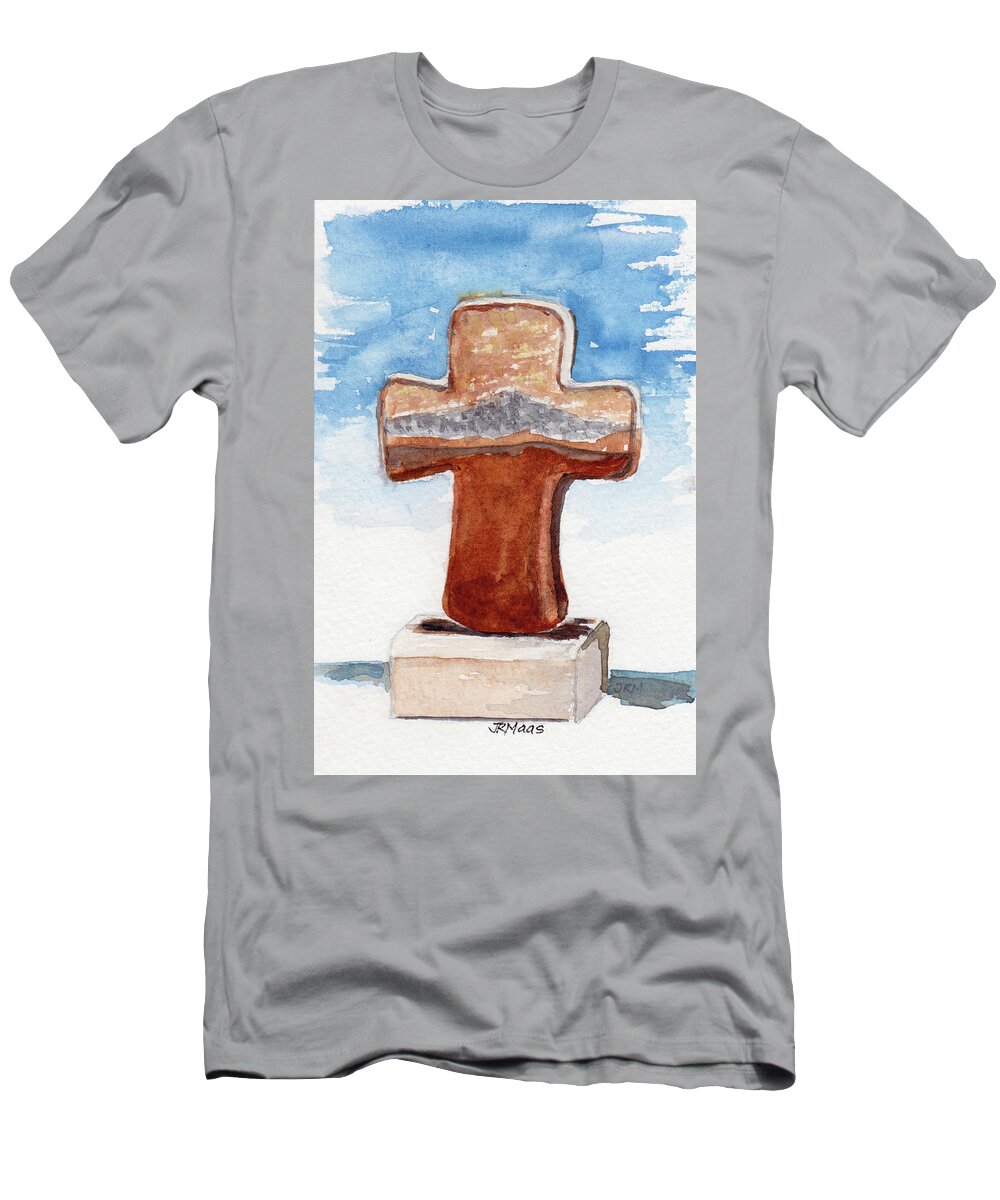 Pottery T-Shirt featuring the painting Prayer Cross by Julie Maas