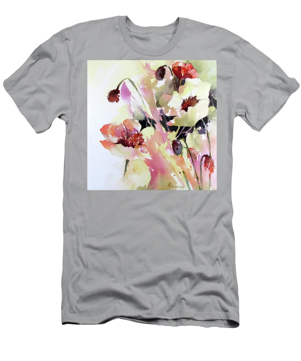 Flowers T-Shirt featuring the painting Pretty In Pink by Rae Andrews