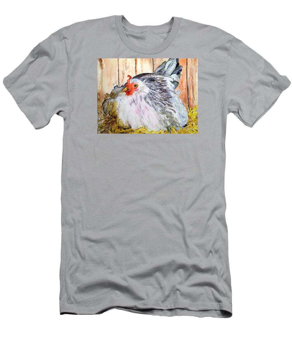 Chicken T-Shirt featuring the painting Pretty Little Chicken by Carol Grimes