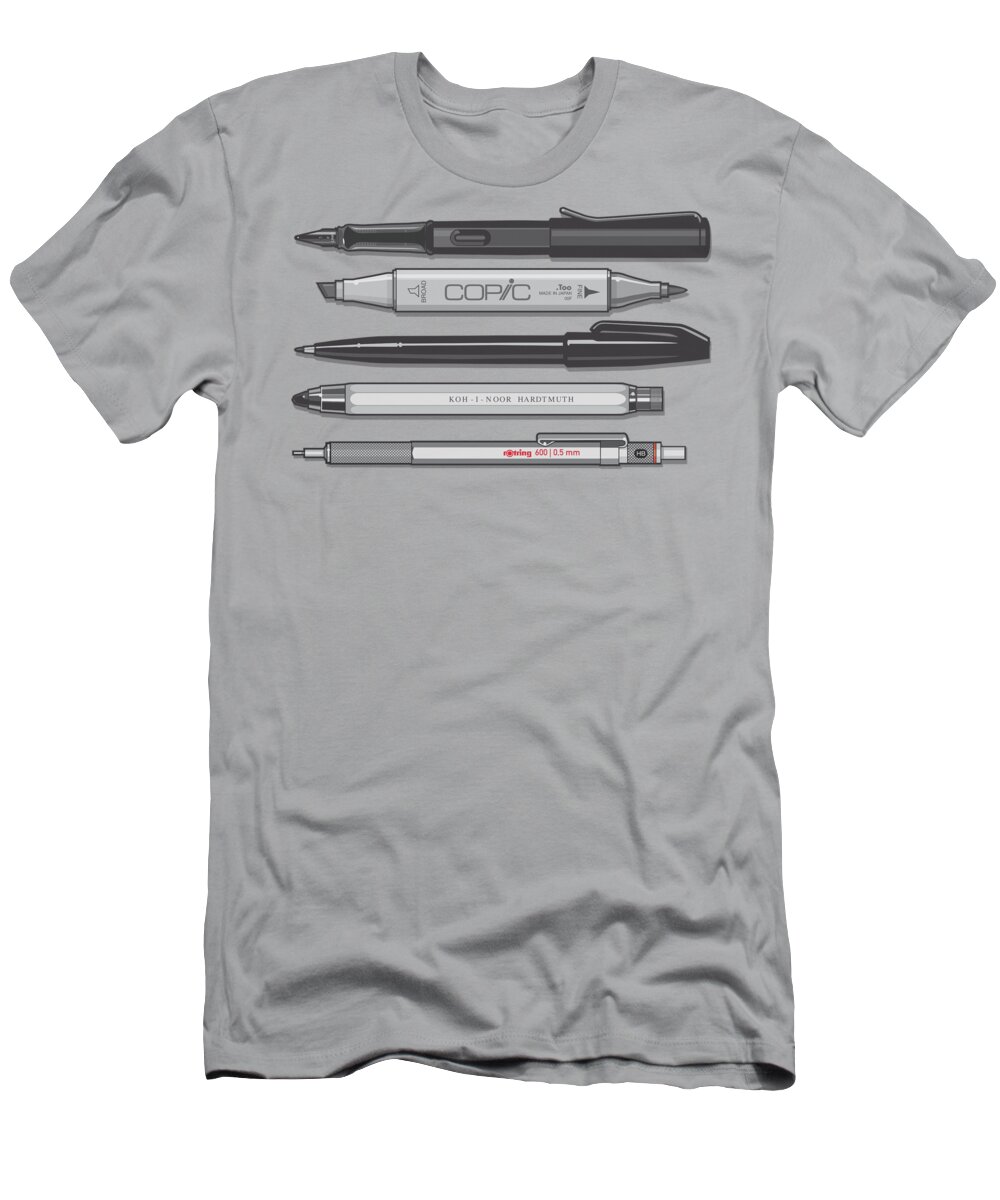 Lamy Fountain Pen T-Shirt featuring the mixed media Pro Pens by Tom Mayer II Monkey Crisis On Mars