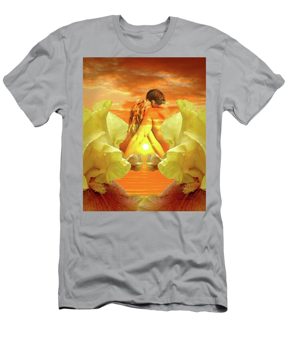 Fine Art T-Shirt featuring the digital art Psyche and Eros by Torie Tiffany