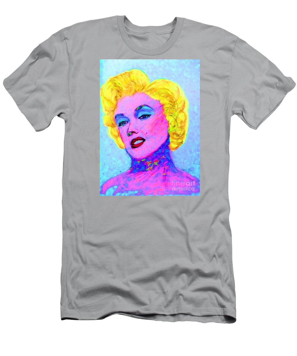 Pop Art T-Shirt featuring the drawing Psychedelic Marilyn by Lyric Lucas