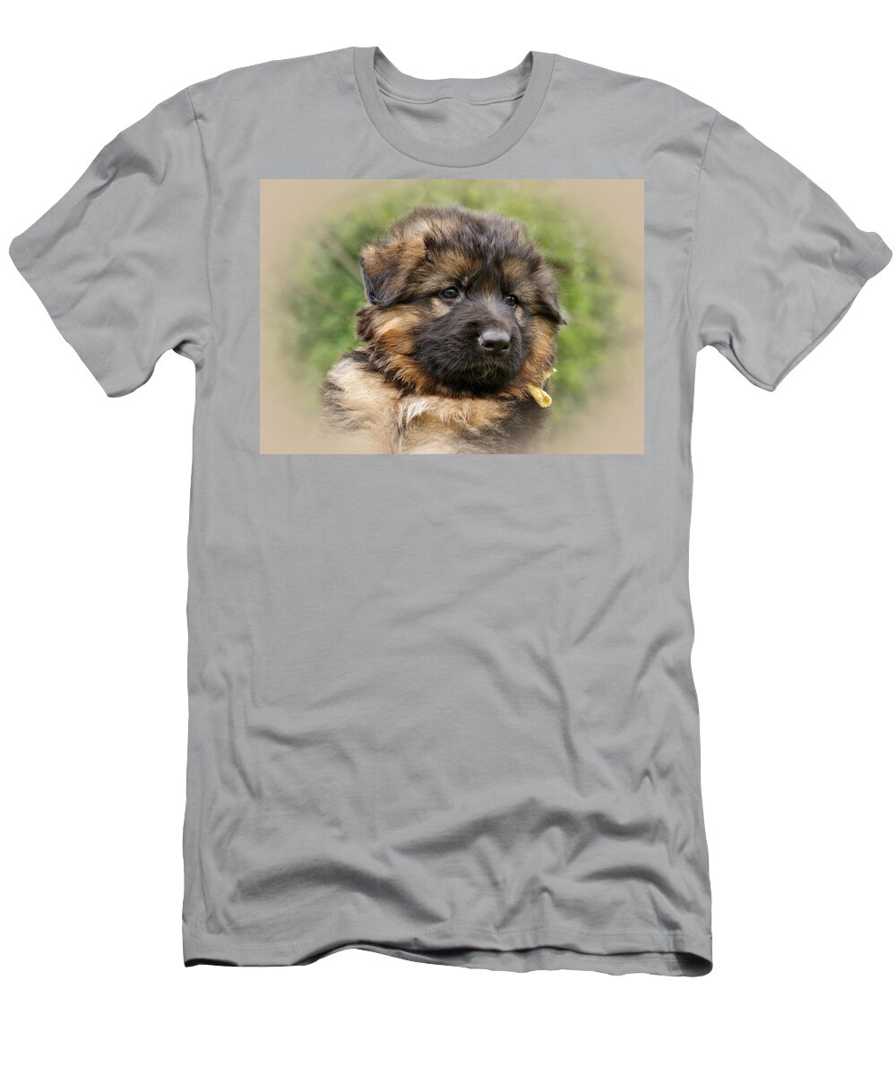 German Shepherd T-Shirt featuring the photograph Puppy Portrait II by Sandy Keeton