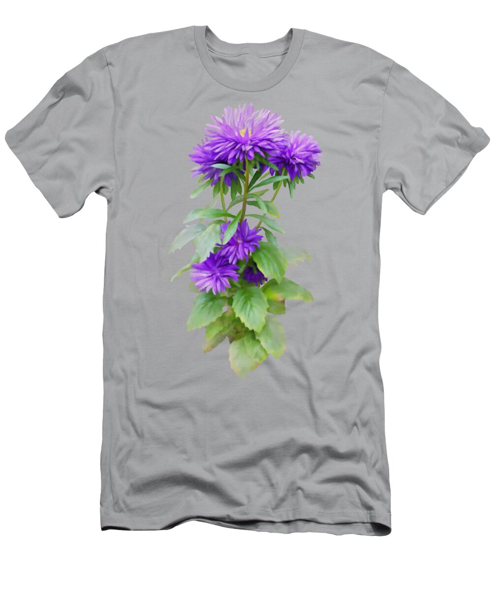 Floral T-Shirt featuring the painting Purple Aster by Ivana Westin