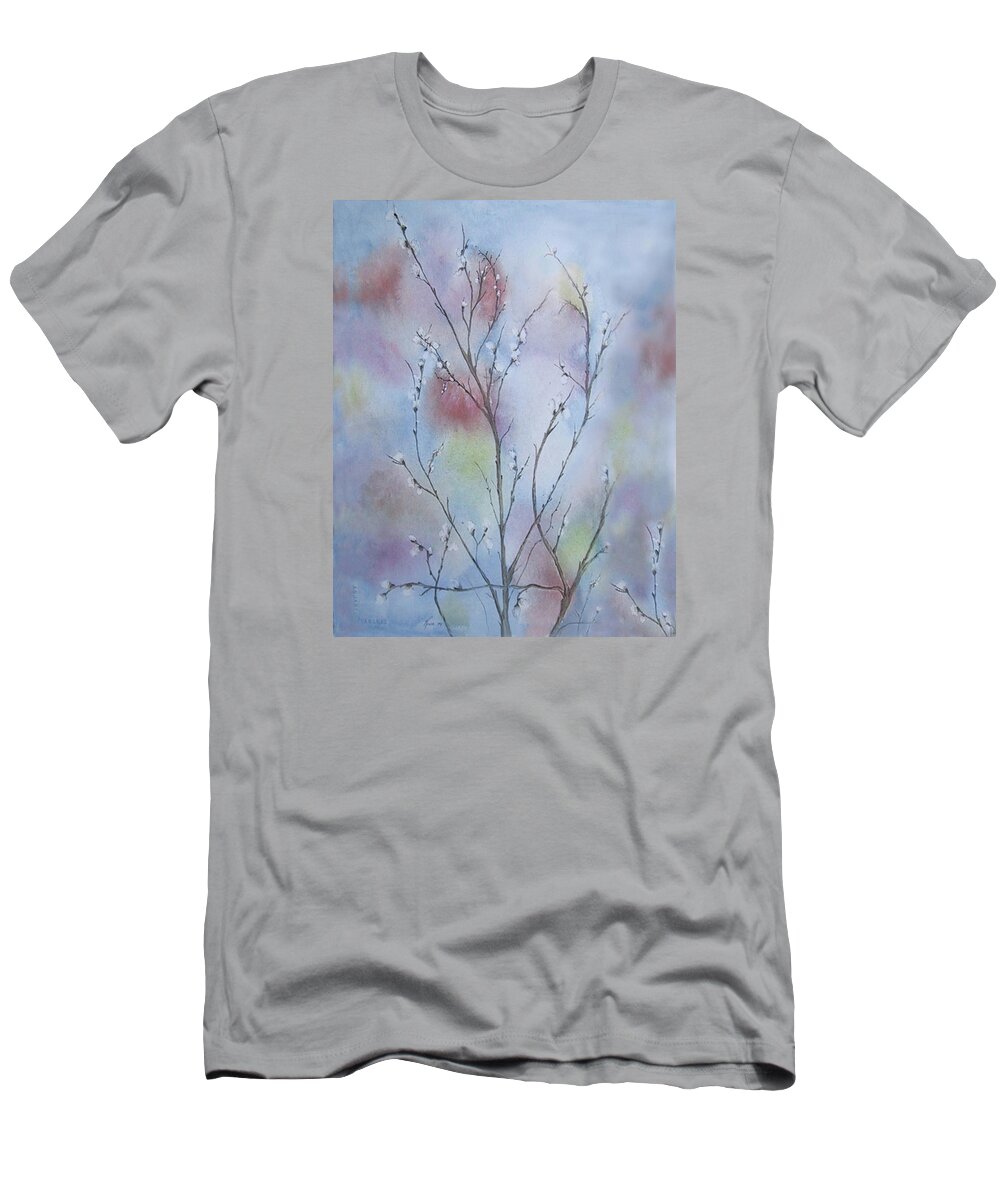 Pussy Willow T-Shirt featuring the painting Pussywillows by Renee Catherine Wittmann