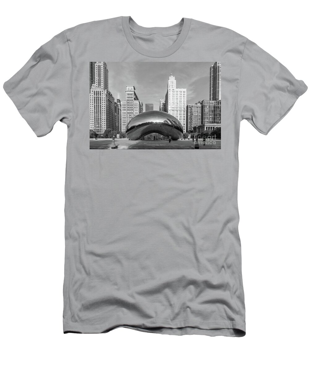Chicago T-Shirt featuring the photograph Quiet Millennium Morning Grayscale by Jennifer White