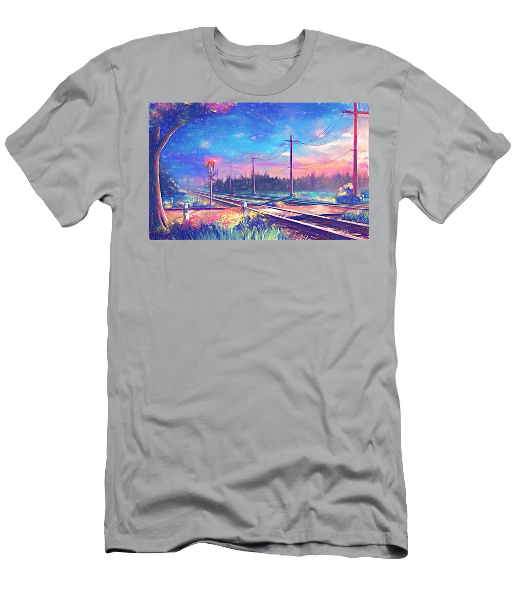 Draw T-Shirt featuring the drawing Railway by Nenad Vasic