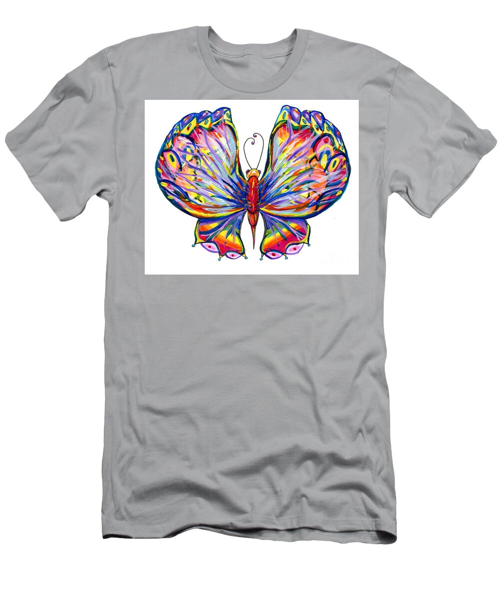 Rainbow T-Shirt featuring the painting Rainbow Butterfly Illustration by Catherine Gruetzke-Blais