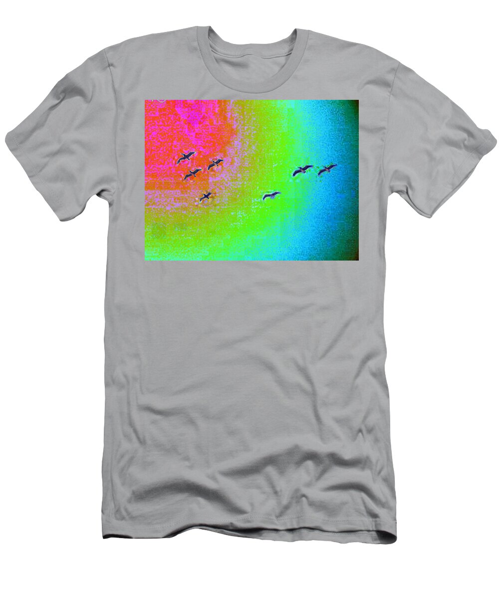 Birds T-Shirt featuring the photograph Rainbow Gulls by Tim Allen