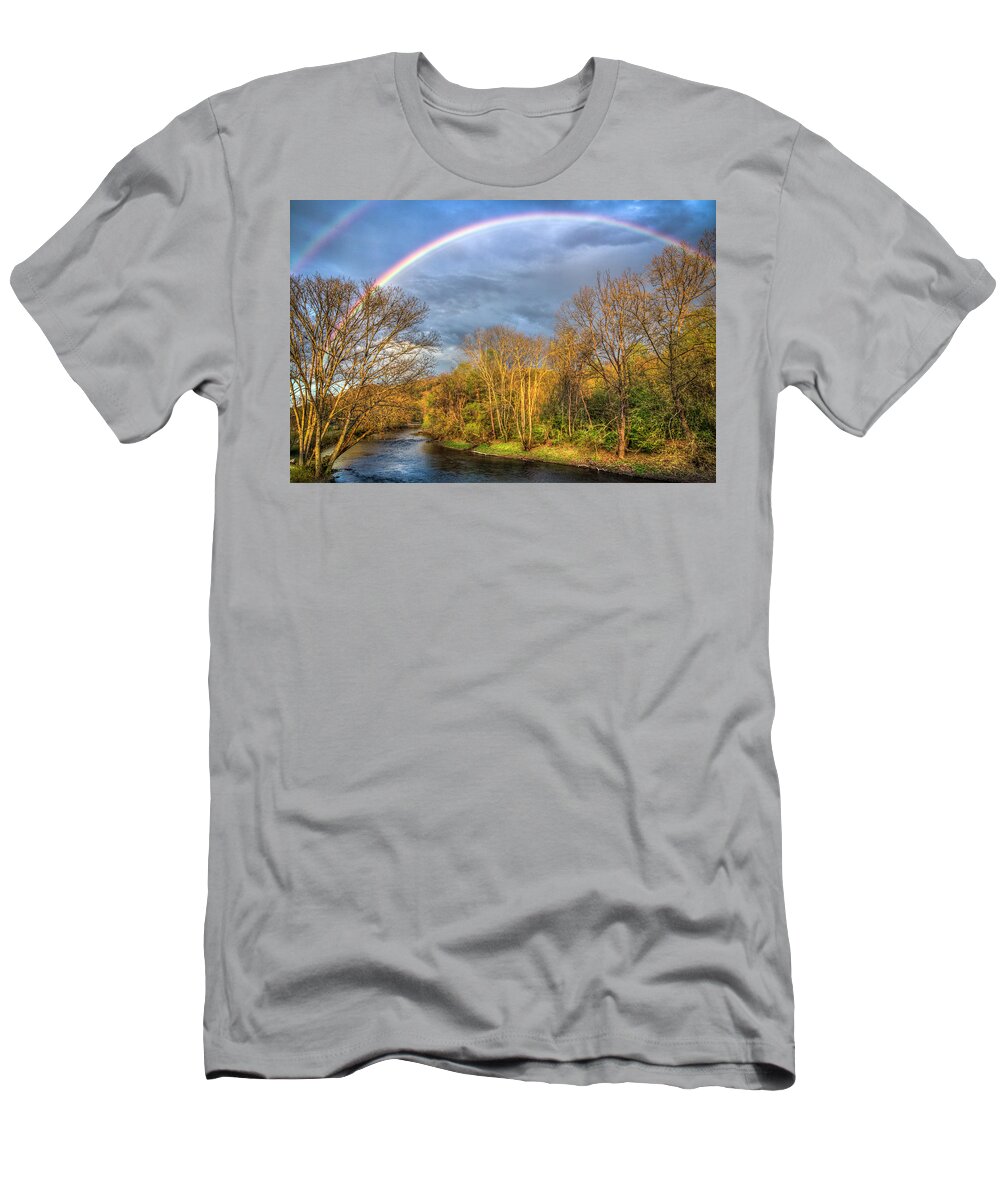 Appalachia T-Shirt featuring the photograph Rainbow Over the River by Debra and Dave Vanderlaan