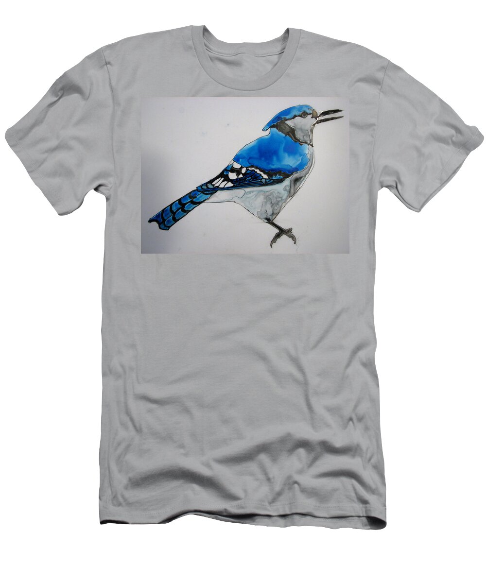 Birds T-Shirt featuring the painting Ready Blue by Patricia Arroyo