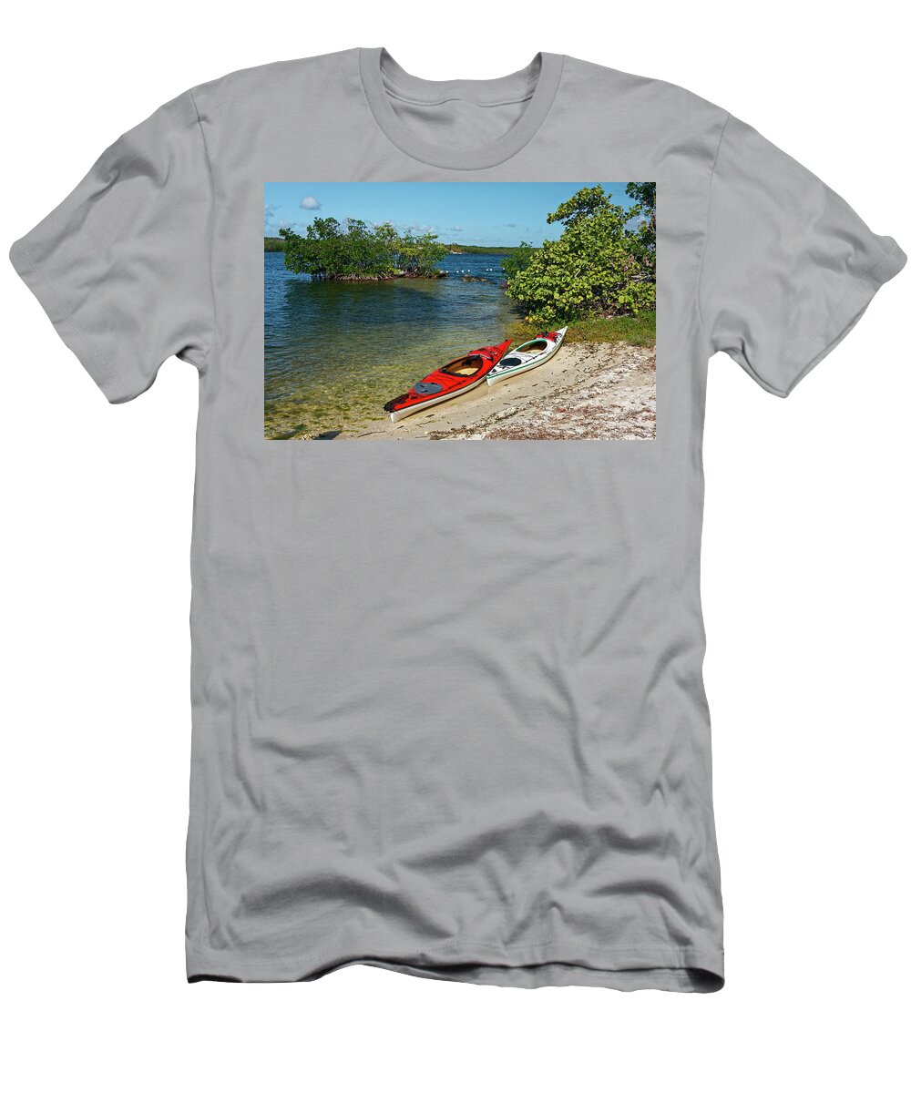 2 Kayaks T-Shirt featuring the photograph Ready to Paddle by Sally Weigand