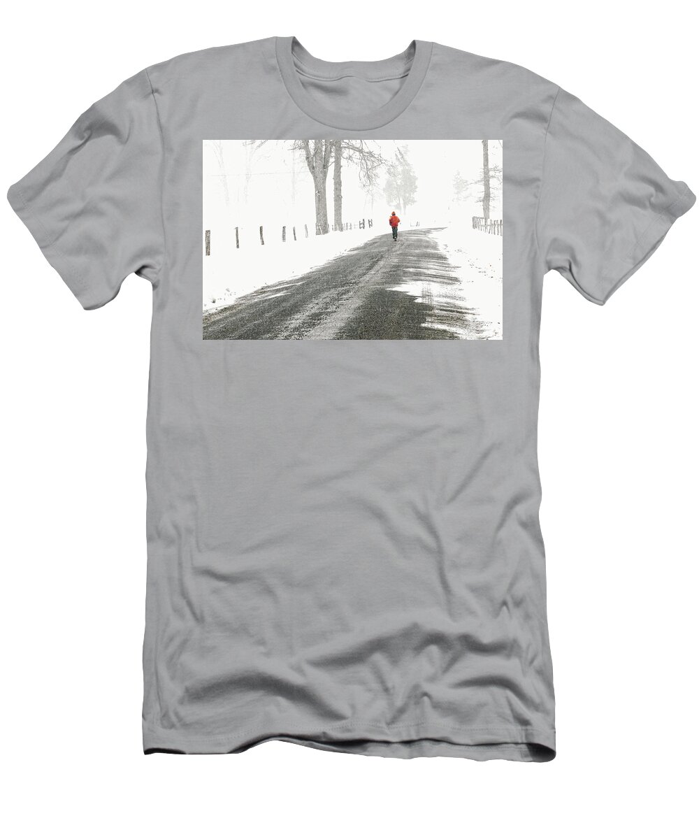 March Snowfall T-Shirt featuring the photograph Red 2 - by Julie Weber