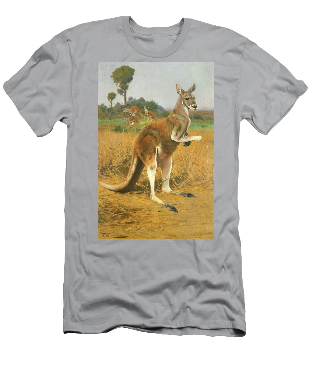 Red Kangaroos In The Outback T-Shirt by Wilhelm Kuhnert - Pixels