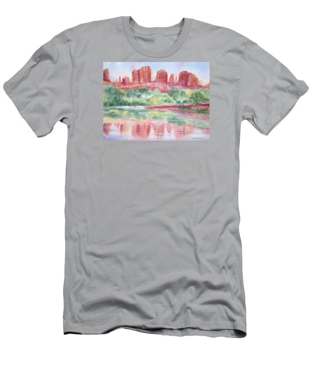 Red Rock Canyon T-Shirt featuring the painting Red Rock Canyon by Deborah Ronglien