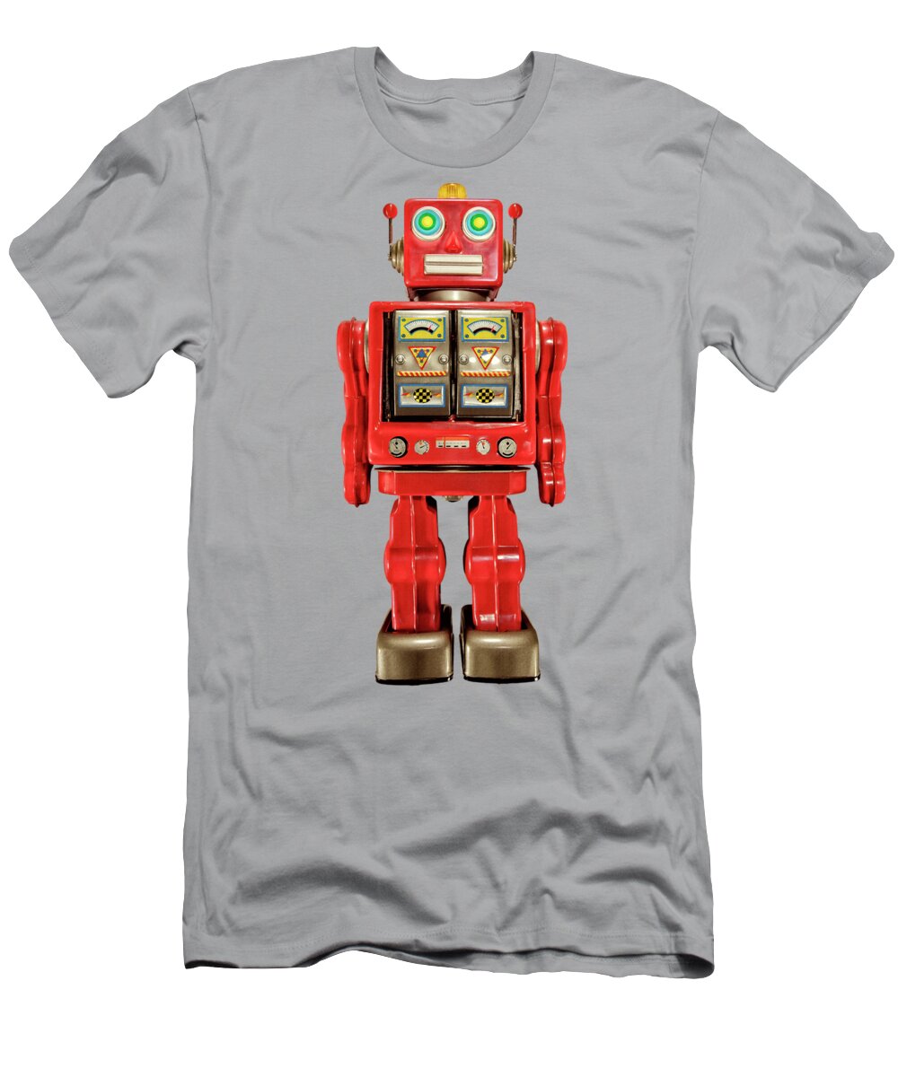 Classic T-Shirt featuring the photograph Red Tin Toy Robot Pattern by YoPedro