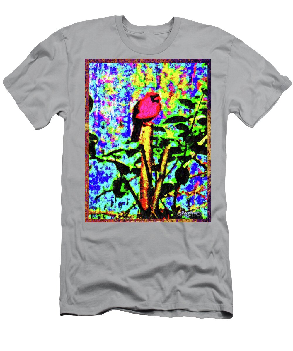 Chromatic Poetics T-Shirt featuring the digital art Redbird Dreaming about Why Love is Always Important by Aberjhani