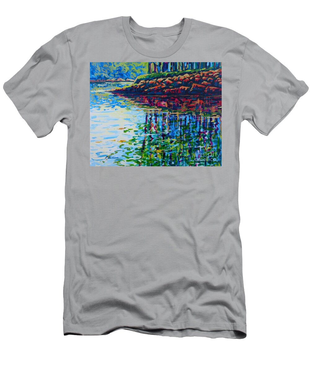 Landscape T-Shirt featuring the painting Reflection by Enrique Zaldivar