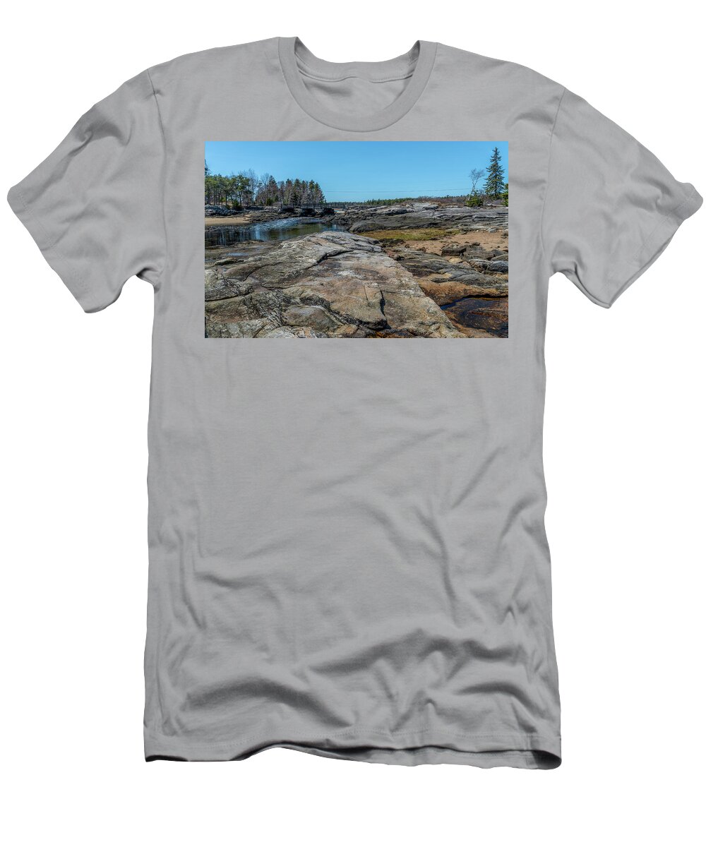 Reid State Park T-Shirt featuring the photograph Reid state Park Bridge by Tony Pushard