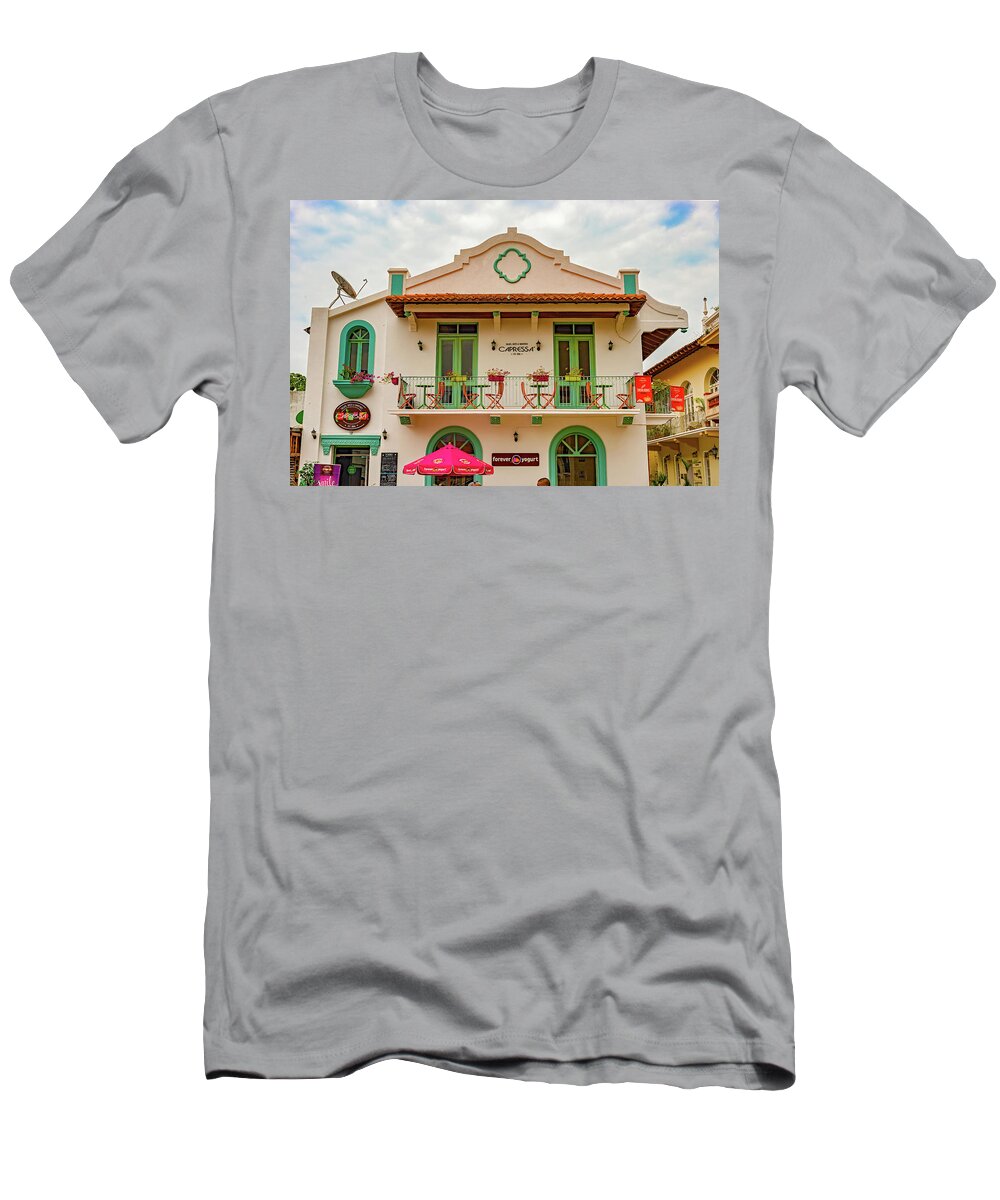 House T-Shirt featuring the photograph Renovated old colonial house in Casco Viejo in Panama City by Marek Poplawski
