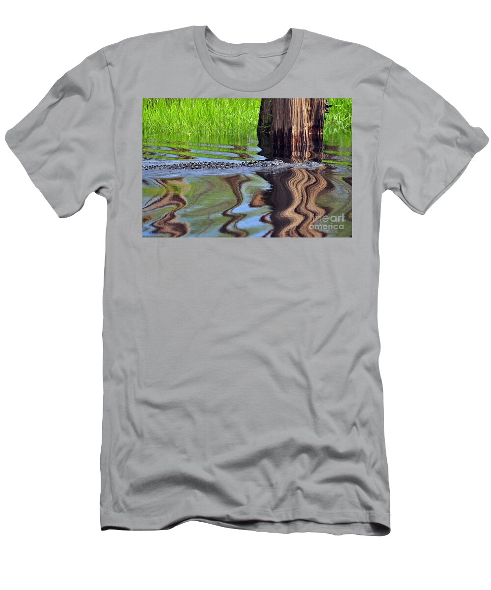 Alligator T-Shirt featuring the photograph Reptile Ripples by Al Powell Photography USA