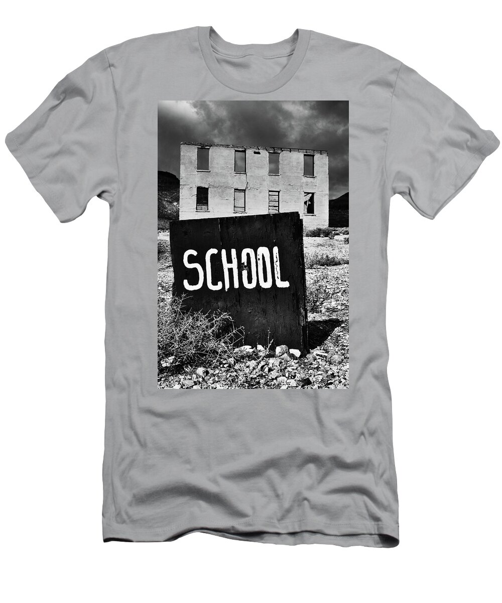 Death Valley National Park T-Shirt featuring the photograph Rhyolite Ghost Town School by Kyle Hanson