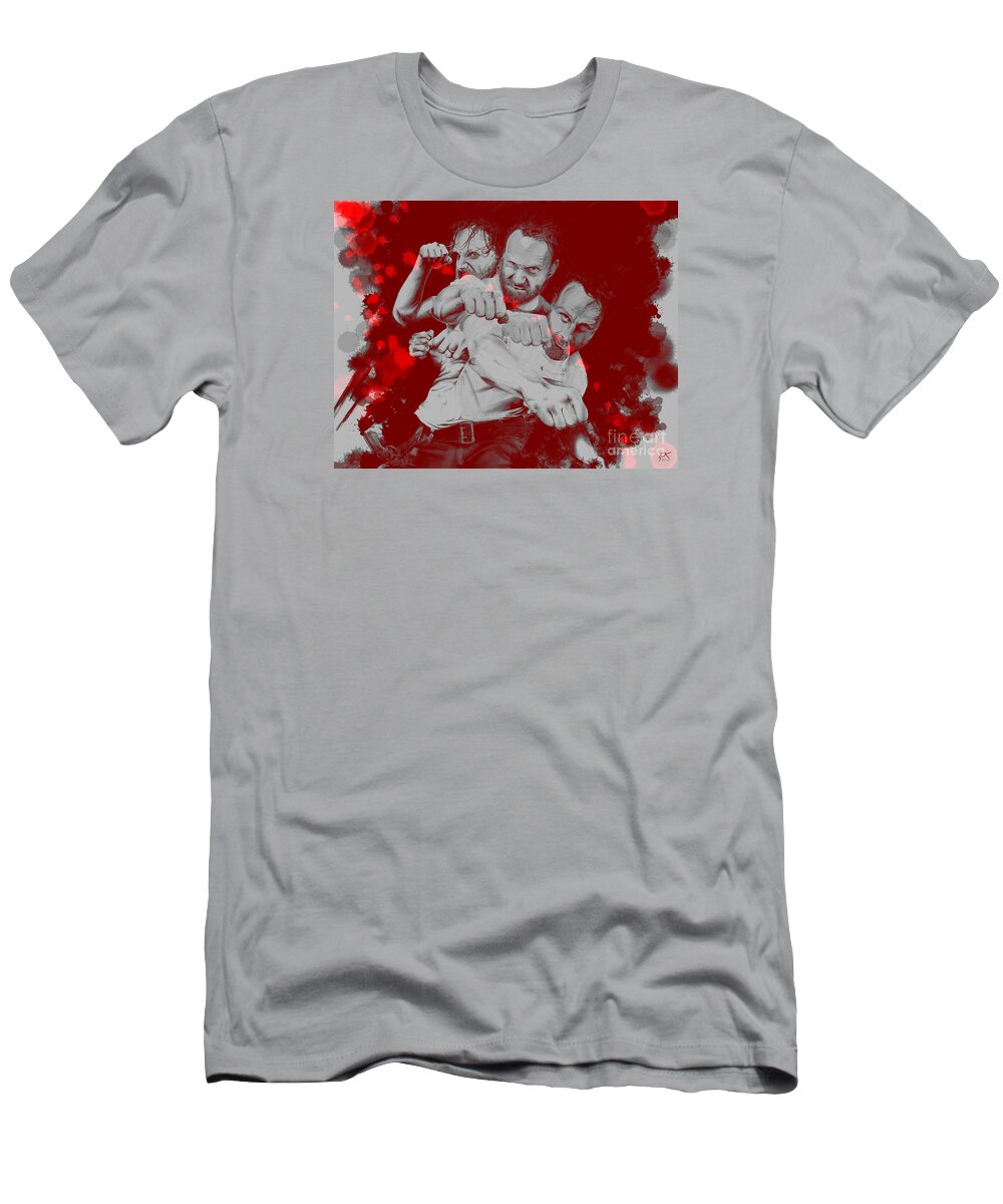Rick Grimes T-Shirt featuring the digital art Rick Grimes by David Kraig