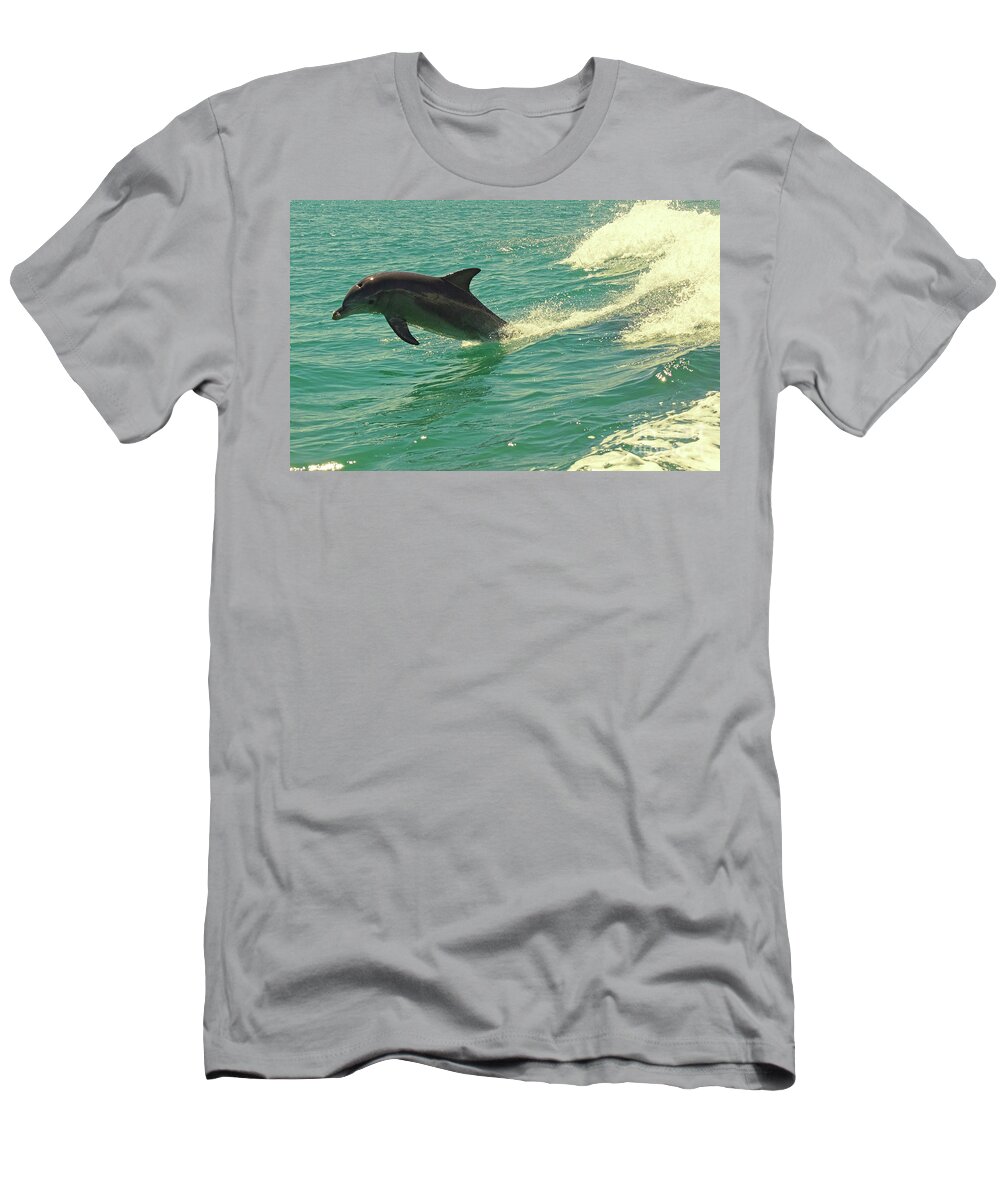 Dolphin T-Shirt featuring the photograph Ride the Wave by Cassandra Buckley