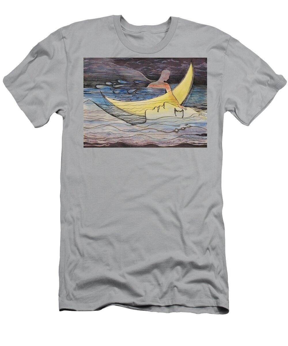 Illustration T-Shirt featuring the painting Rivers of Love by Valentina Plishchina