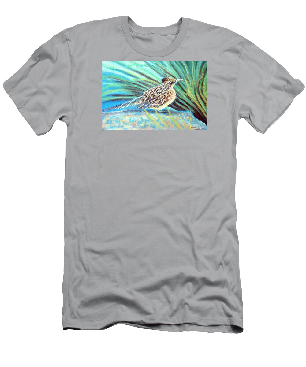 Roadrunner T-Shirt featuring the pastel Roadrunner Fluffing Sold  Pastel by Antonia Citrino