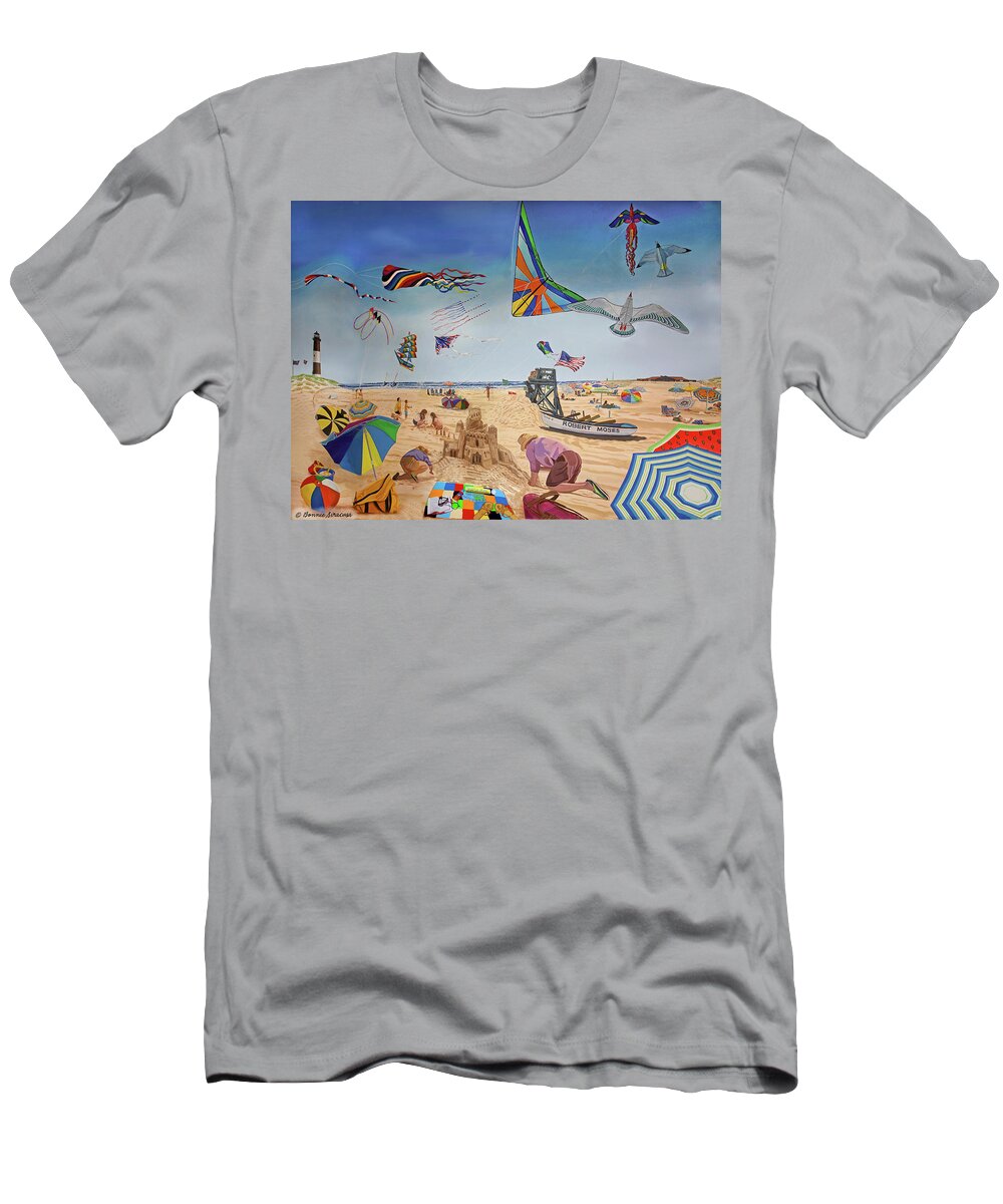 Robert Moses Beach T-Shirt featuring the painting Robert Moses Beach by Bonnie Siracusa