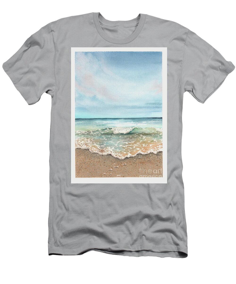 Gulf T-Shirt featuring the painting Rocky Beach #2 by Hilda Wagner