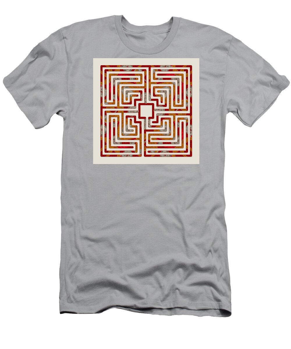 Labyrinth Art T-Shirt featuring the digital art Roman - Earth by Fine Art Labyrinths