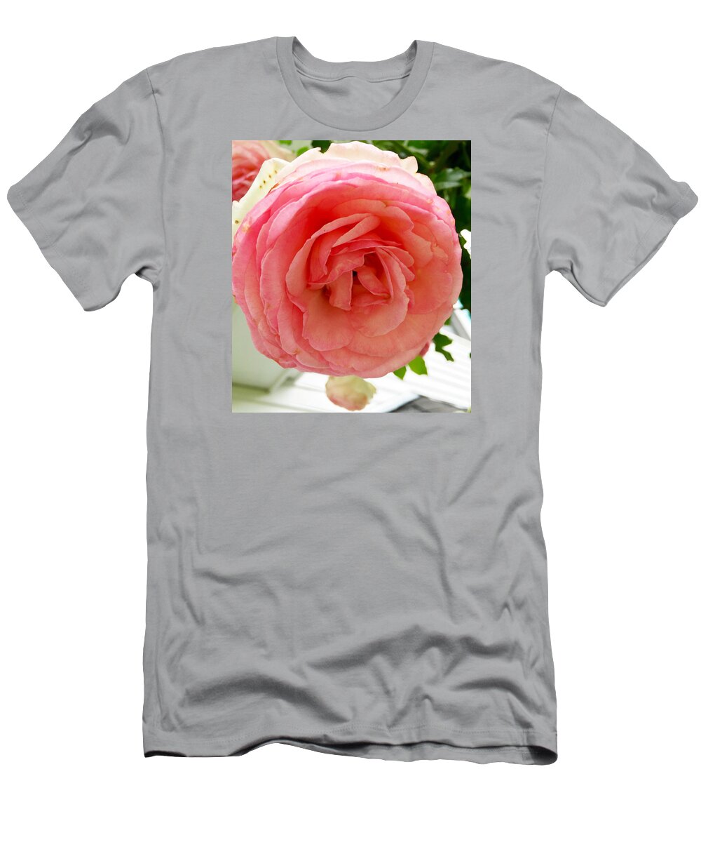 Rose T-Shirt featuring the photograph Roses and Clapboard by Beth Saffer
