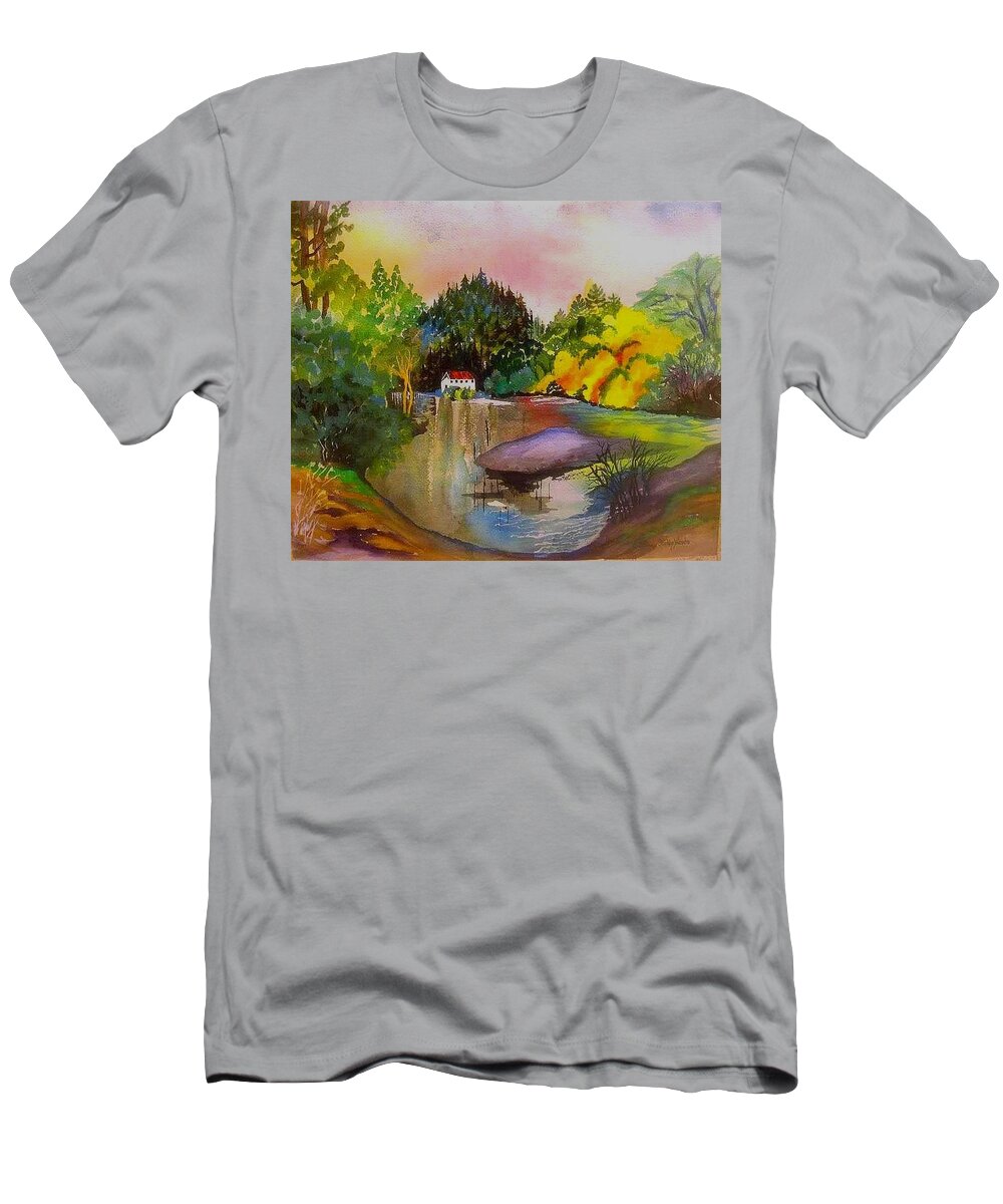 Landscape Russian River T-Shirt featuring the painting Russian River Dream by Esther Woods