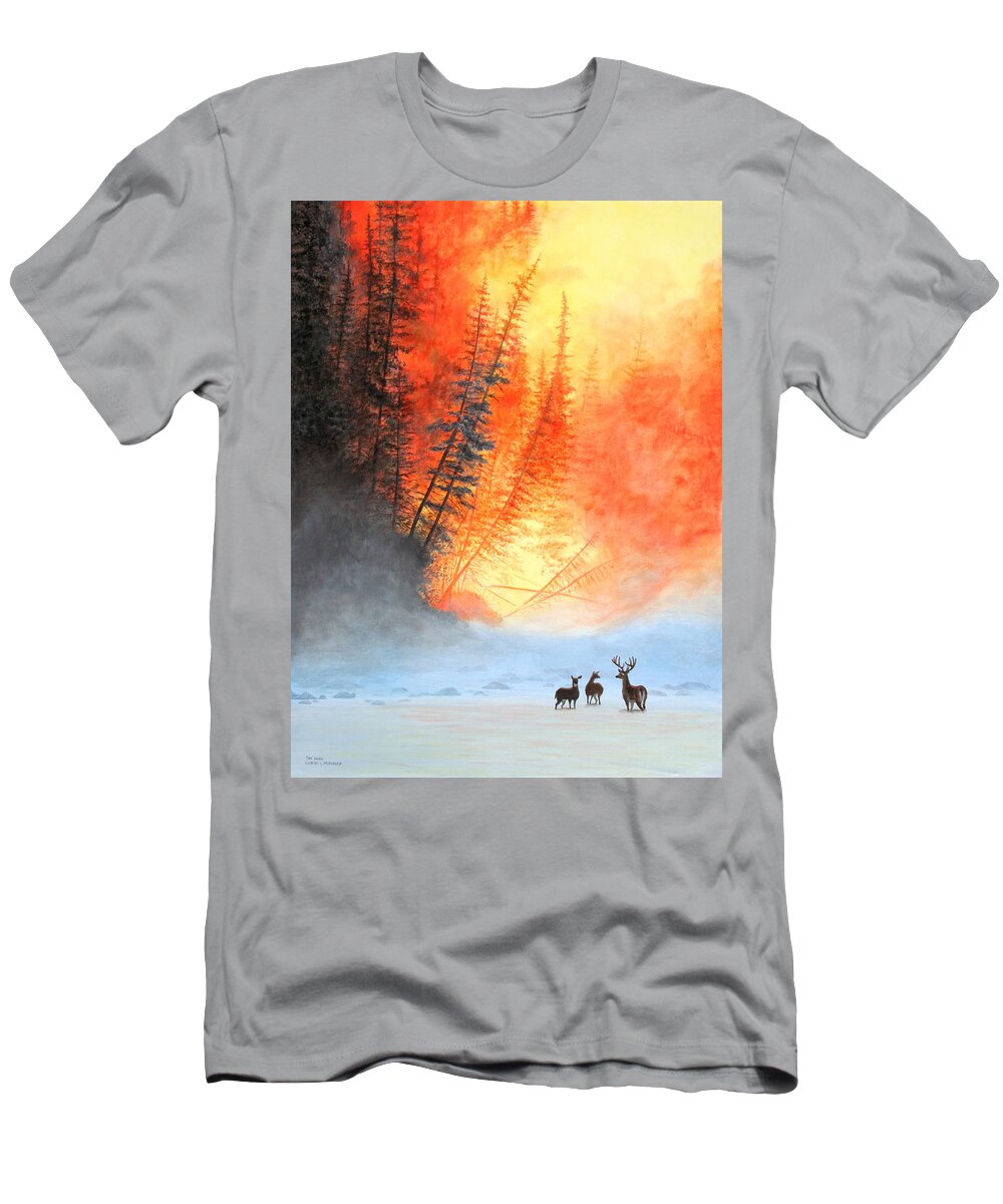 Forest T-Shirt featuring the painting Safe Haven by Wilfrido Limvalencia