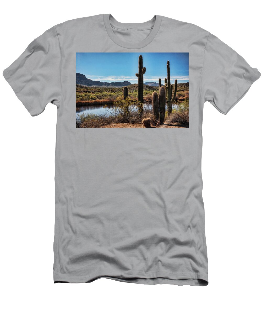 Arizona T-Shirt featuring the photograph Saguaro Riverside by Saija Lehtonen