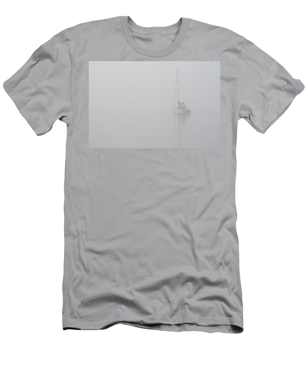 Boat T-Shirt featuring the photograph Sailboat In Fog by Tim Nyberg