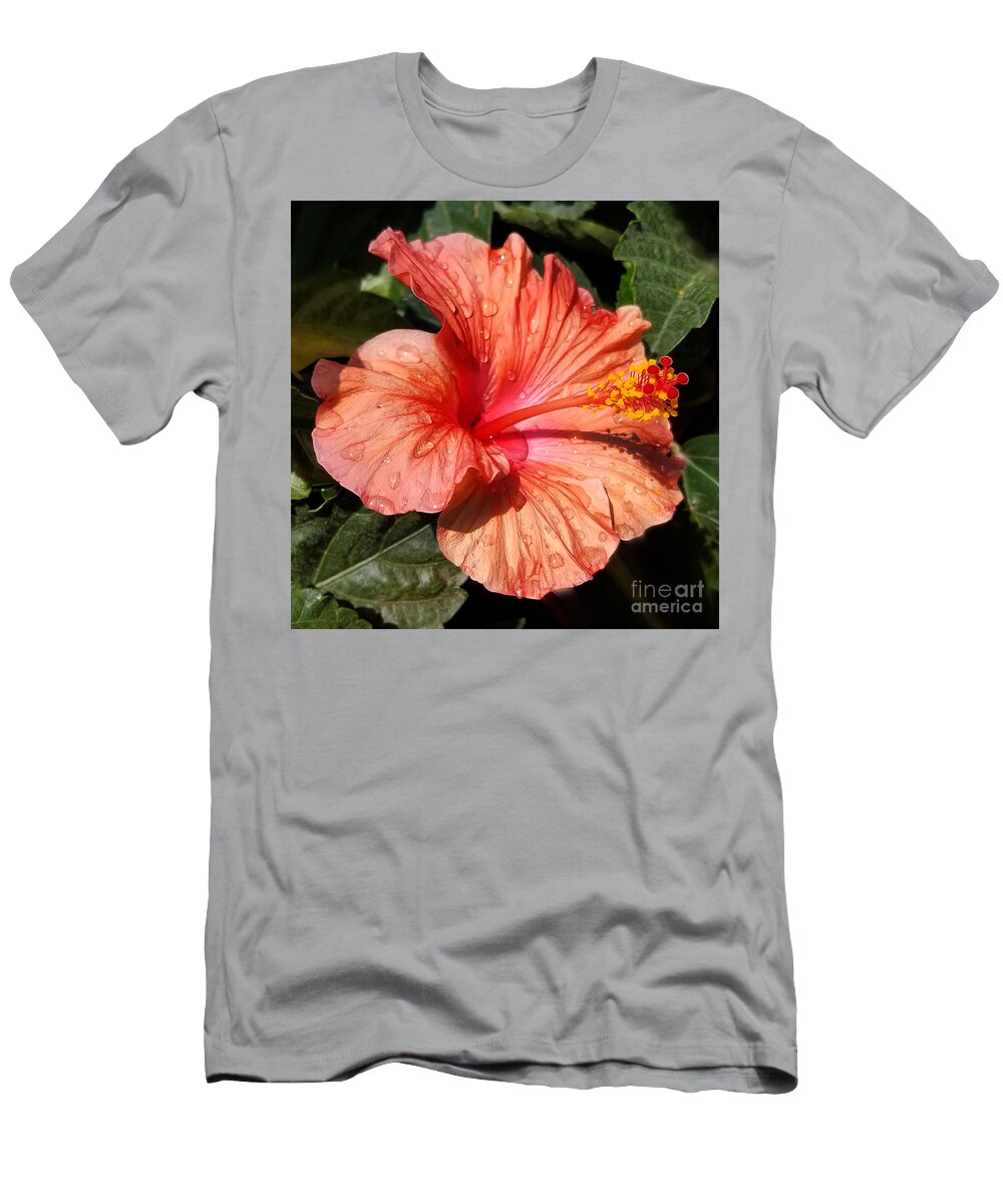 Diane Berry T-Shirt featuring the photograph Salmon Hibiscus by Diane E Berry