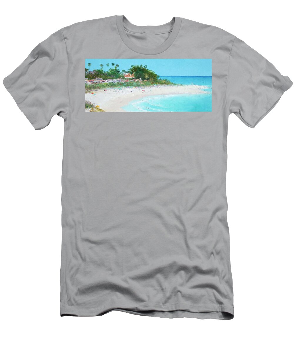 San Clemente Beach T-Shirt featuring the painting San Clemente Beach Panorama by Jan Matson