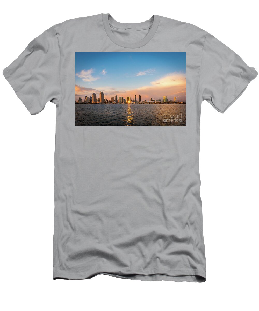Clouds T-Shirt featuring the photograph San Diego Skyline Reflections by David Levin