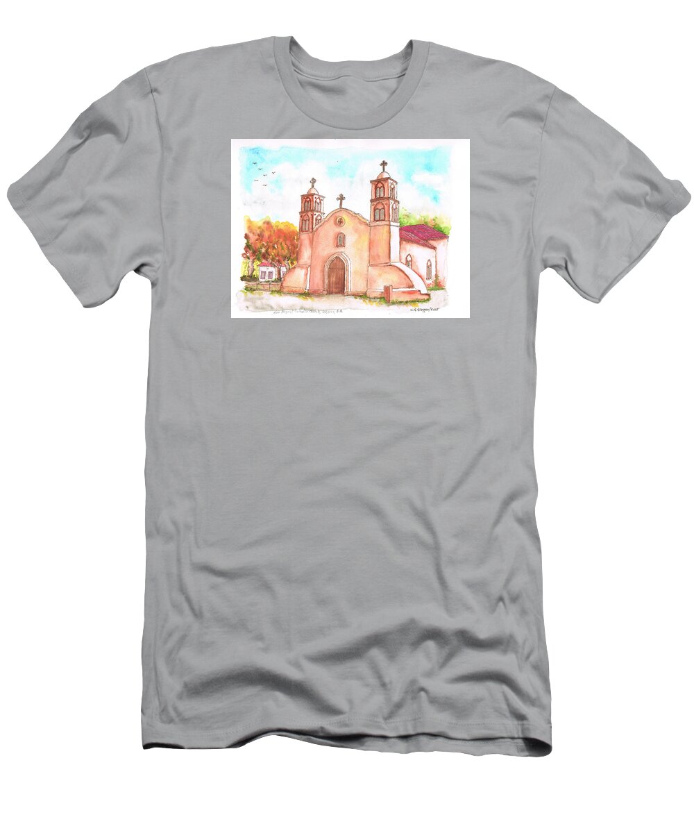 San Miguel Catholic Church T-Shirt featuring the painting San Miguel Catholic Church, Socorro, New Mexico by Carlos G Groppa