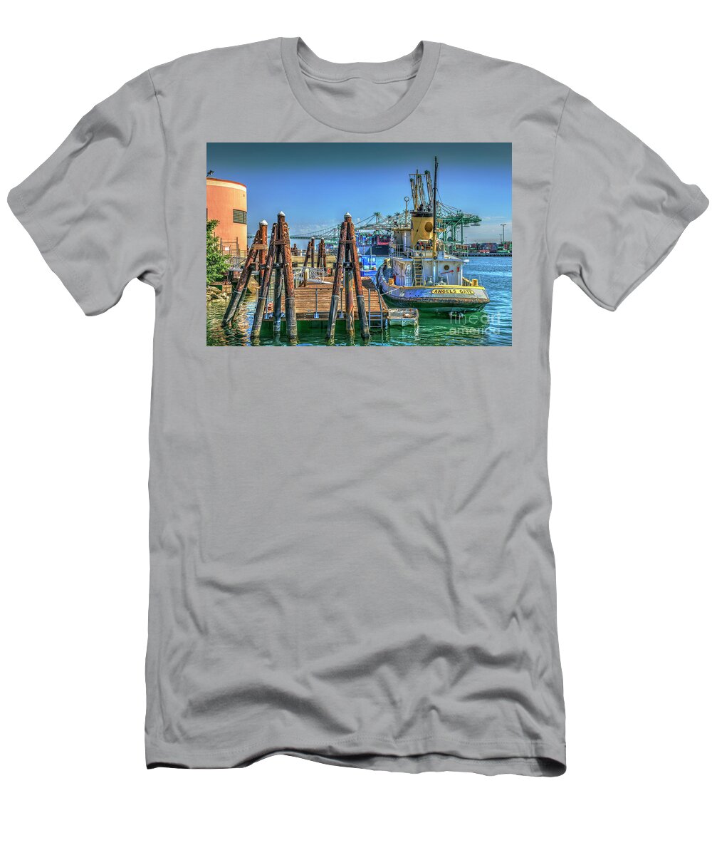 Tug Boats T-Shirt featuring the photograph San Pedro Busy Port by David Zanzinger