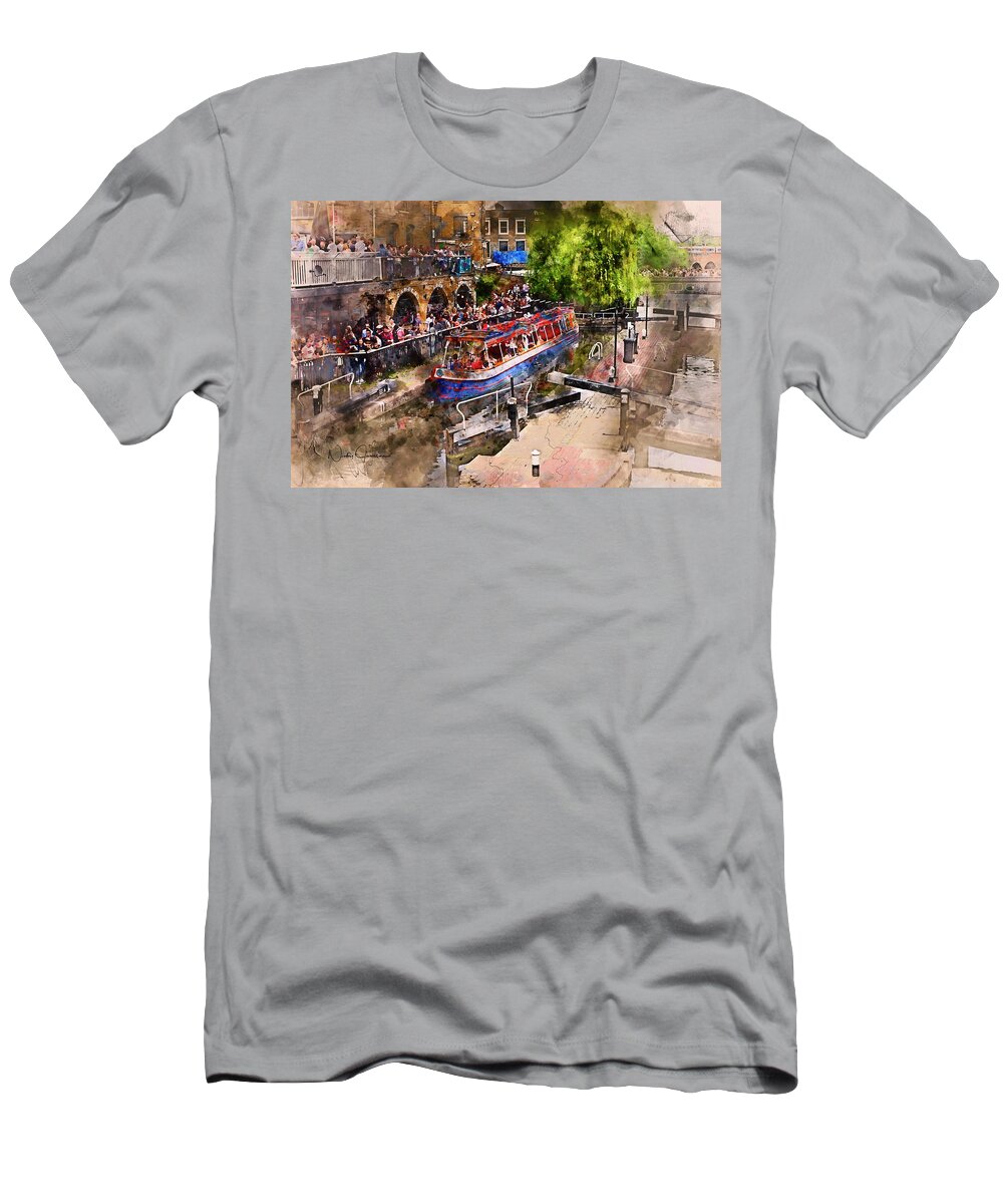 Canvas-print T-Shirt featuring the digital art Saturday Afternoon at Camden Lock by Nicky Jameson