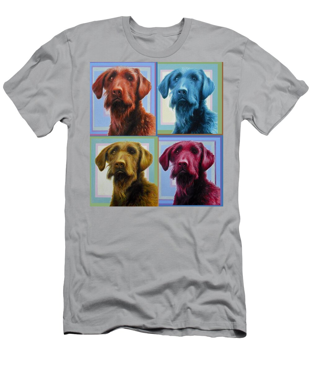 Dog T-Shirt featuring the painting Savannah the Labradoodle by Hans Droog