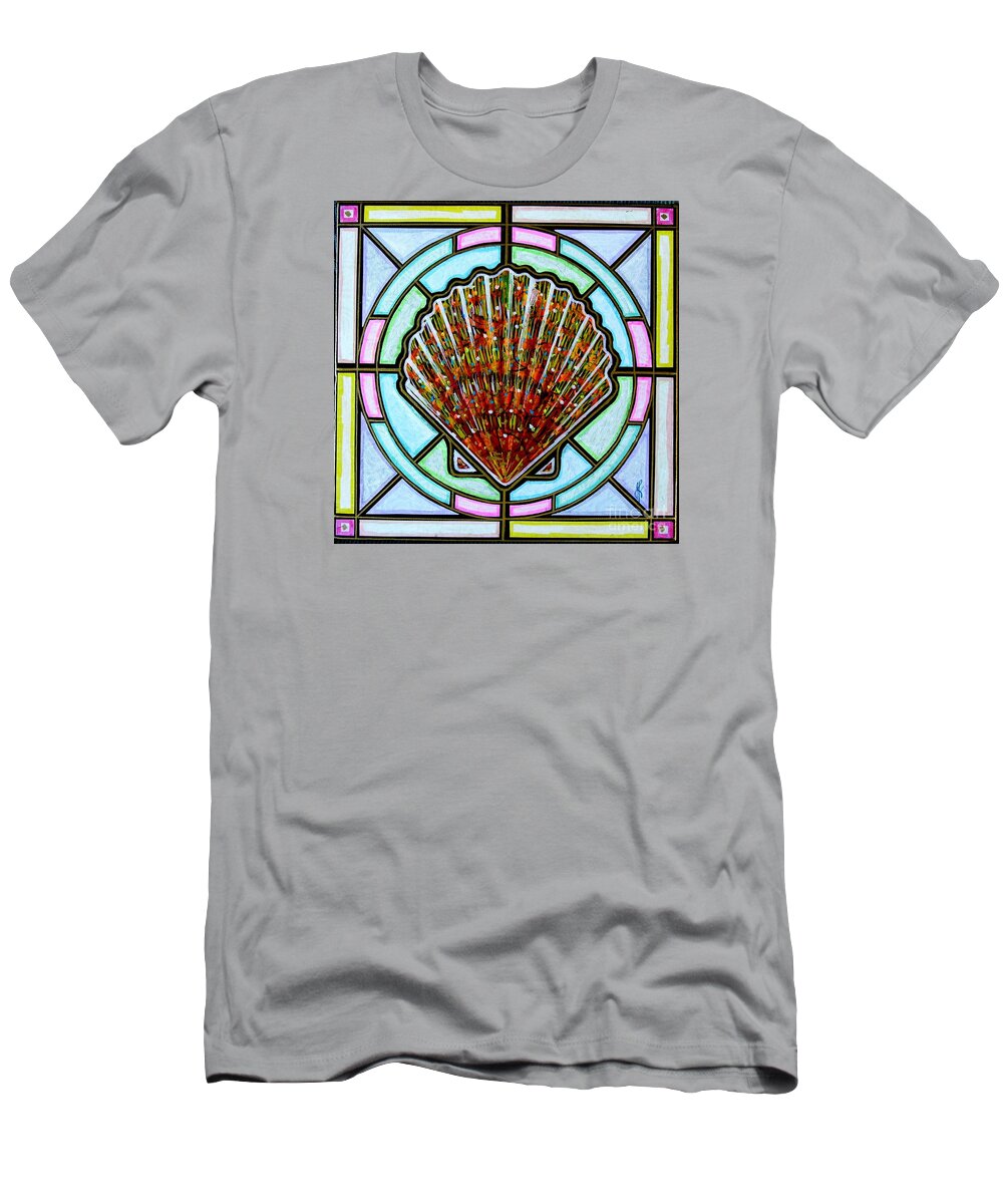 She Shells T-Shirt featuring the painting Scallop Shell 1 by Jim Harris