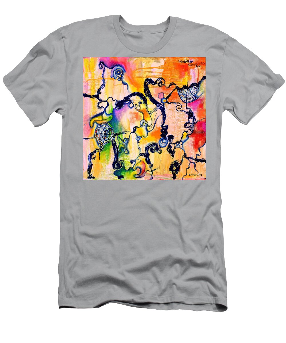 Schieleren T-Shirt featuring the painting Schlieren Chiarascuro by Regina Valluzzi