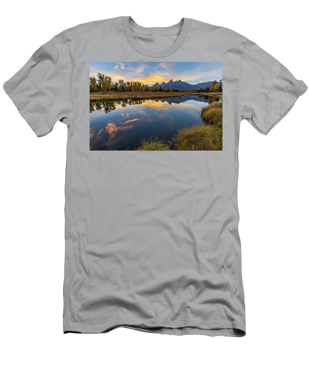 Grand Teton National Park T-Shirt featuring the photograph Schwabacher Sunset 1 by D Robert Franz