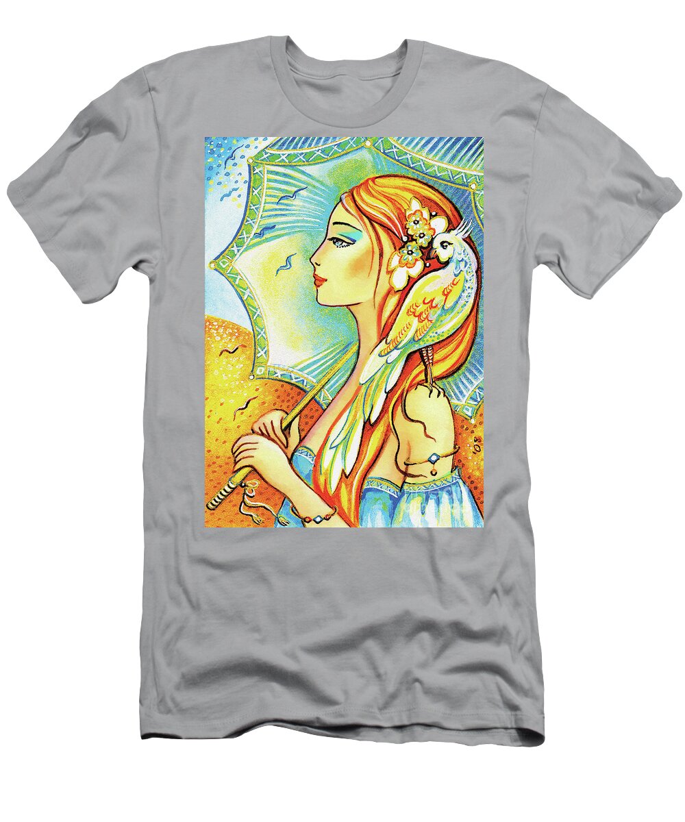 Dove Woman T-Shirt featuring the painting Sea Walk by Eva Campbell